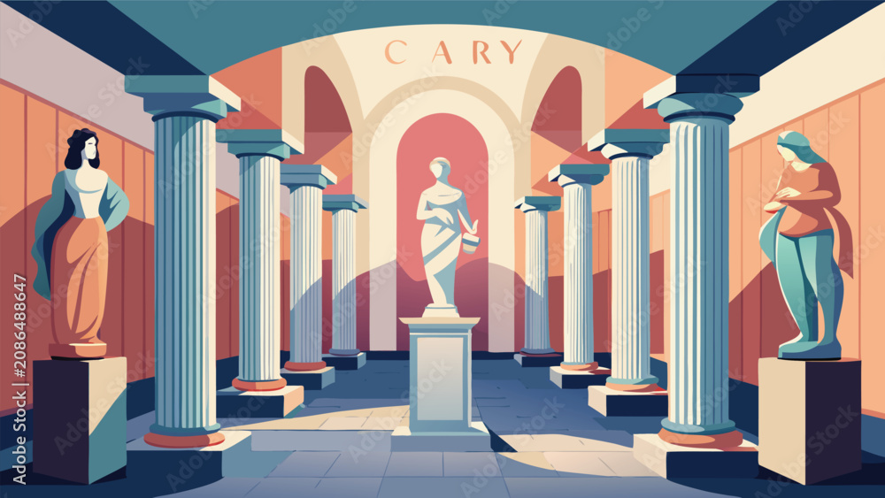Obraz premium Interior gallery with classical statues and columns interior classical architecture sculpture monument historic building sculpted artistic decorative