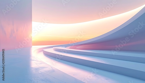 Serene sunrise over modern architecture.