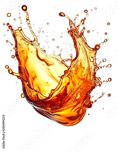 Splash of orange liquid on white.