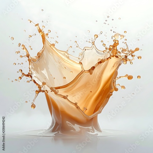 Splash of orange liquid on white background.