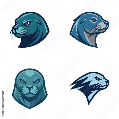 Photos Seal animal head icons marine mammal.