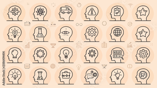 Tableau sur toile Diverse human profile icons showcasing cognitive abilities and conceptual thinki