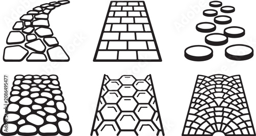 Foto Various geometric and tessellation patterns in black and white Vector