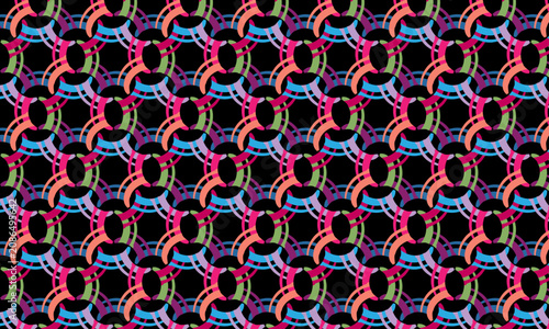 Multi-colored geometric pattern set against a solid black background.