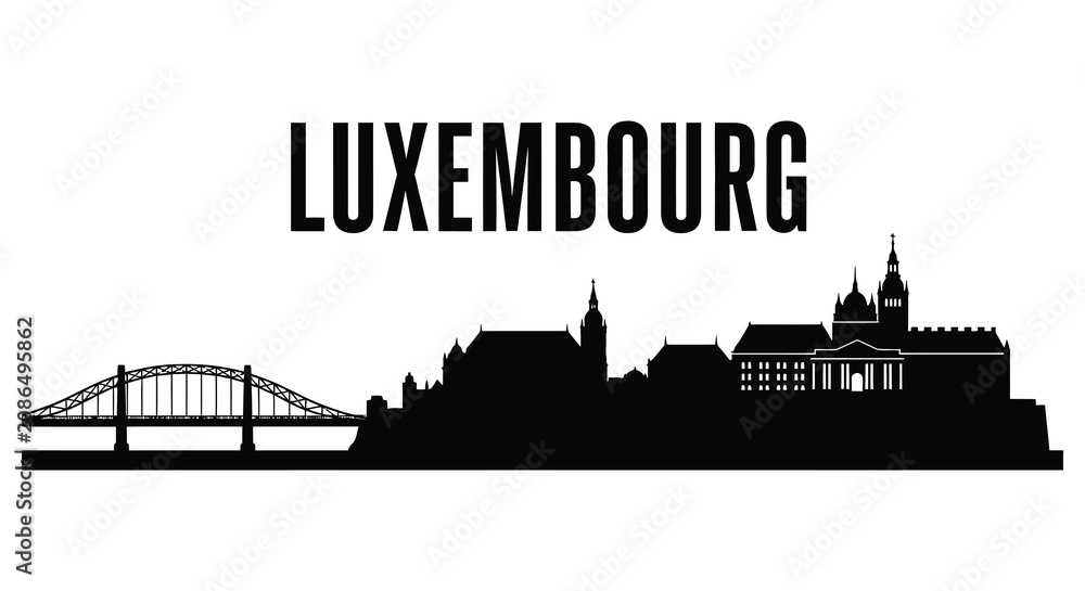 Obraz premium Luxembourg cityscape with bridge and buildings in silhouette