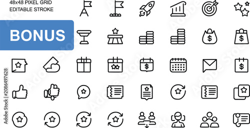 Obraz na plátne Business bonus rewards loyalty program linear icons bundle editable stroke finan