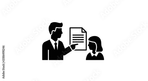 Tableau sur toile Businessman points at a document during a professional meeting to explain key data points to a female colleague