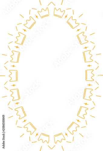 Baby shower frame. Crown doodle childish template. Baby shower design
