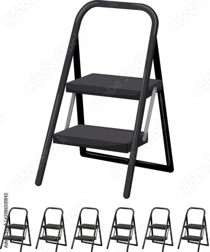 work step ladder safety cartoon. work step ladder safety sign colorful illustration