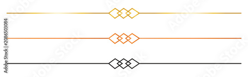 Elegant horizontal dividers with geometric diamond ornaments in gold, bronze, and black colors.