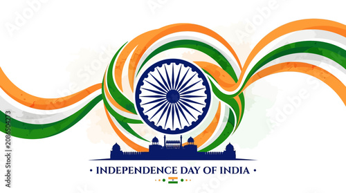 India Flag Waves and Ashoka Chakra, Independence Day Graphic Art
