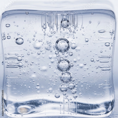 Clear gel or liquid with bubbles