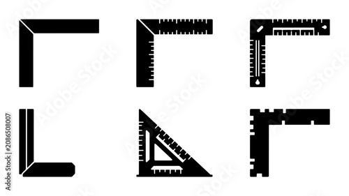 Принти на полотні Set of Six Carpenter Squares, Measuring Tools, Engineering Instruments, Construc