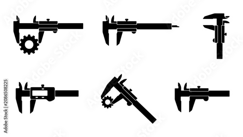 Fotografía Caliper Icons Set, Precision Measurement Tools, Engineering and Technical Symbol
