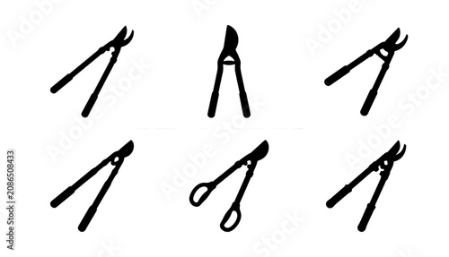 Foto Garden Pruning Shears Set, Cutting Tools Collection, Gardening Equipment Icons,