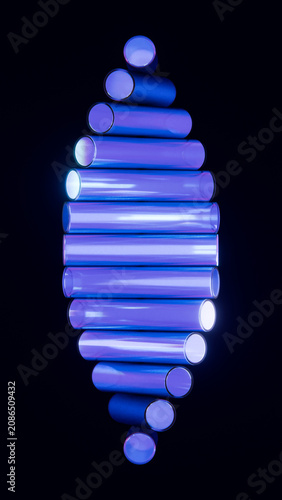 Abstract Glass Cylinders Diamond Shape Blue Purple 3D Render