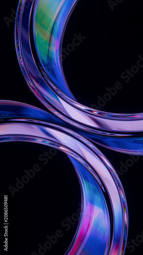Glass Tubes Abstract Blue Purple Dispersion Light 3D Render