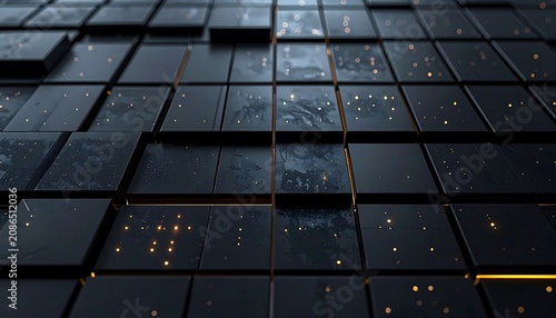 Dark tiles with gold accents pattern.