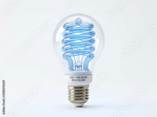 Electric blue light bulb, spiral filament, energy-saving lamp, eco-friendly lighting