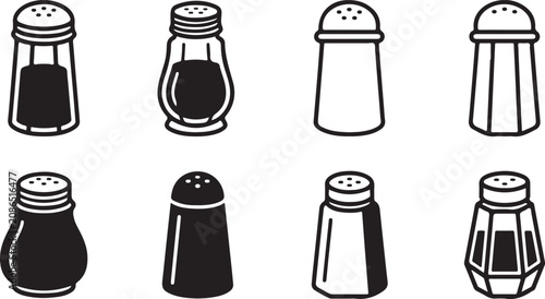 Bild auf Leinwand Eight different salt and pepper shaker designs illustration Vector