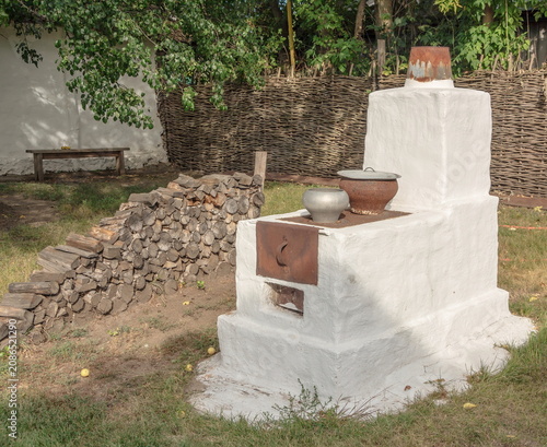 A Russian stove in the courtyard of a rural house