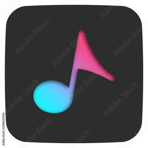 Music Note Icon for Music Production Recording Playback and Entertainment UI