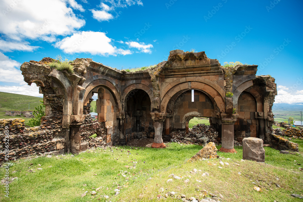 Fototapeta premium Bagnayr Monastery (Kozluca Monastery) Historic Ruins in Kozluca Village, Kagizman District, Kars Province Turkey Eastern Anatolia