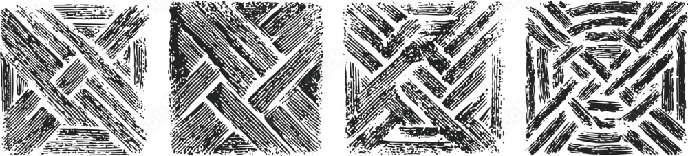 Obraz premium abstract geometric tribal patterns hand drawn black and white cultural symbols design