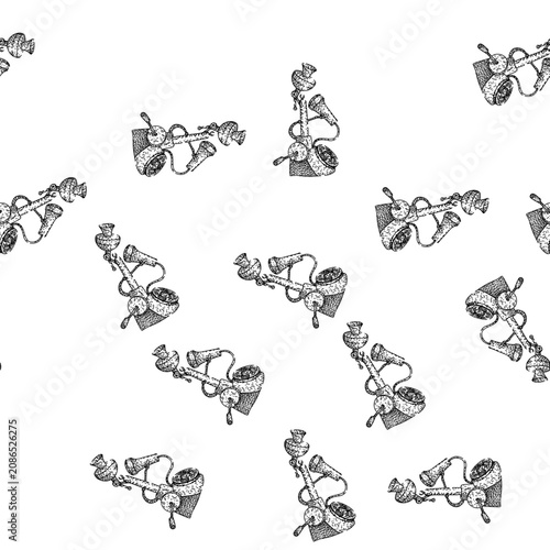 Obraz na plátně seamless pattern classic rotary telephone hand drawn