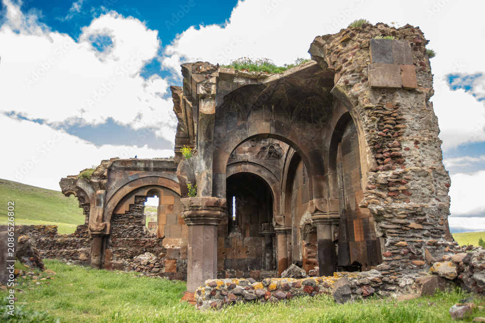 Fototapeta premium Bagnayr Monastery (Kozluca Monastery) Historic Ruins in Kozluca Village, Kagizman District, Kars Province Turkey Eastern Anatolia