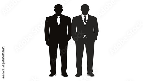 Tableau sur toile Businessmen stand together as a professional silhouette pair representing corporate partnership