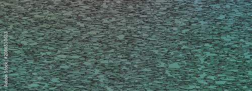 Abstract digital glitch art background with dark grey and teal pixelated horizontal lines and noise texture