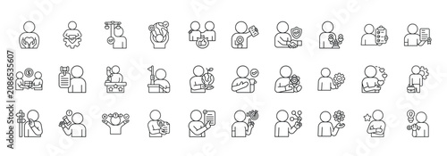 Canvastavla Business Ethic Icon set Collection in Line Style
