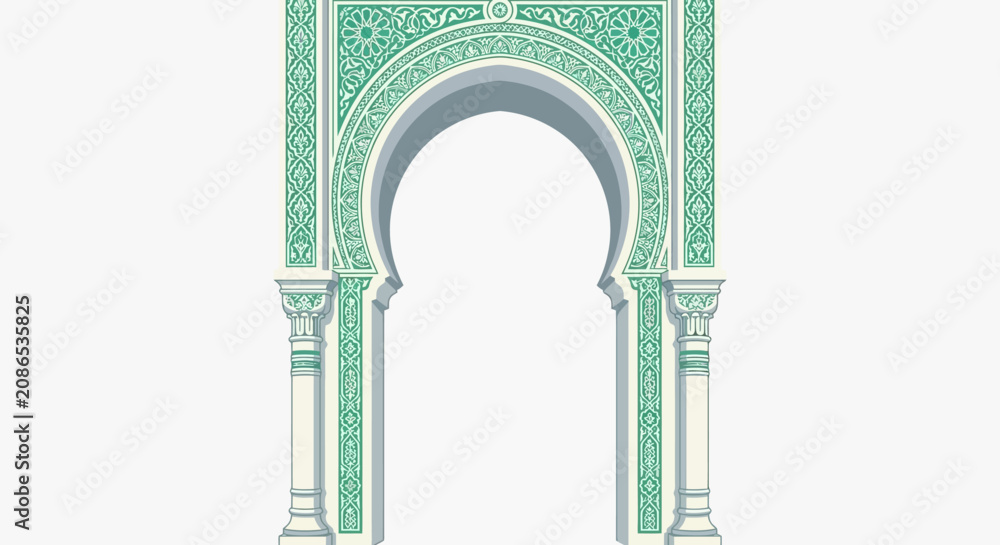 Obraz premium Taj mahal inspired ornate green archway with intricate patterns