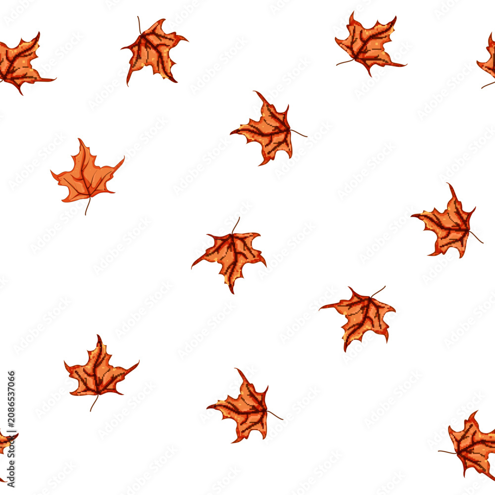 Obraz premium pattern tree maple leaf cartoon. foliage color, season orange, brown green tree maple leaf sign vector