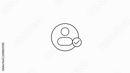 A silhouette of a person inside a circle, with a check mark icon