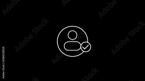 A silhouette of a person inside a circle, with a check mark icon