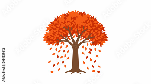 Foto Autumn scene with a tree shedding orange leaves outdoors
