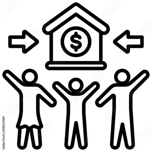 Household Income simple and clear vector icon illustration to essential idea or function