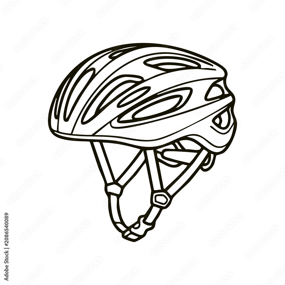 Obraz premium Bicycle helmet line art illustration isolated on white