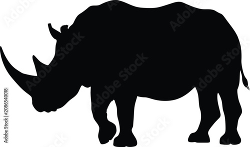 Bild auf Leinwand Vector rhinoceros silhouette black rhino illustration for conservation and wildl