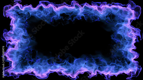 Glowing purple fire frame with magical swirling smoke effects creating a rectangular border on transparent background