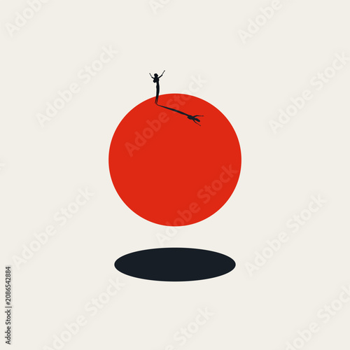 Business success vector concept. Symbol of victory celebration, career achievement, professional triumph, female empowerment, winning goal. Minimal design eps10 illustration