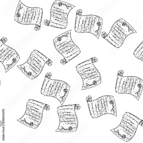 seamless pattern party contract hand drawn. negotiation breach, enforceability indemnity, liability confidentiality party contract black sketch illustration