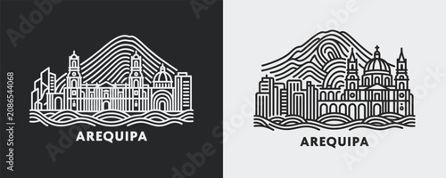 Canvastavla Arequipa Peru White City Volcanic Cityscape Graphic