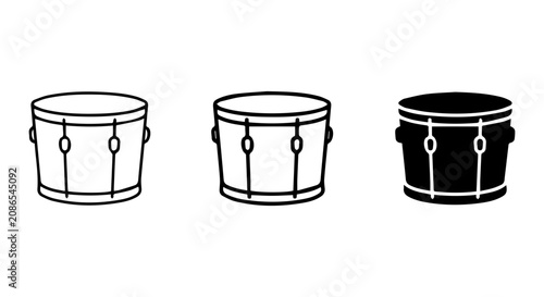 Canvastavla Drum Icons Set, Snare Drum Vector Graphics, Musical Instrument Symbols, Percussi