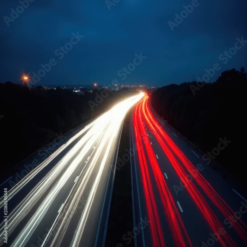 Highway Light Trails at Night