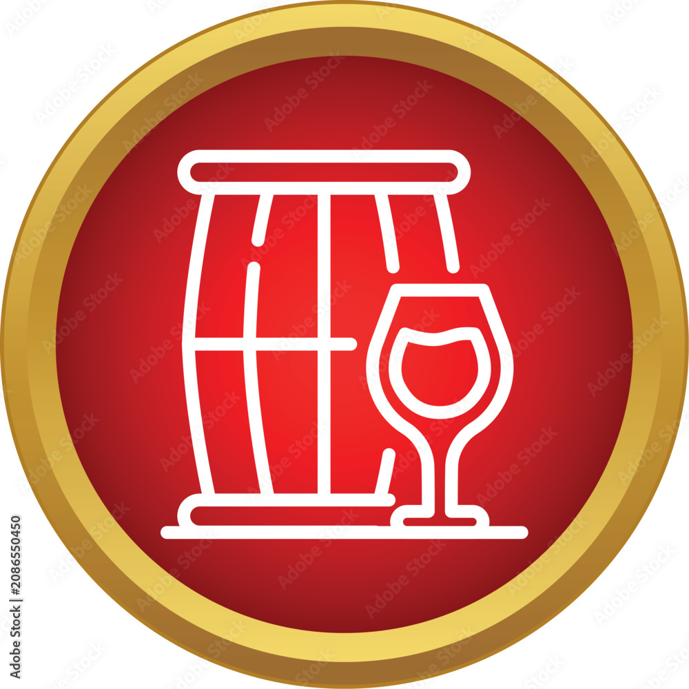 Obraz premium Wine barrel and glass presenting the beverage industry or winery