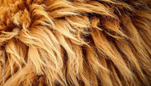 Shaggy Golden Brown Animal Fur Texture Filling Close Up Frame