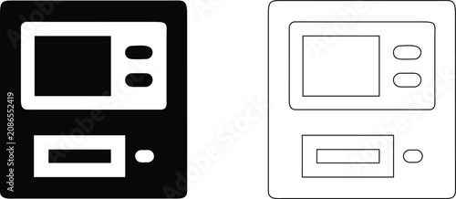 Photos Payment terminal set, depicting a card reader device with a screen and slot in s